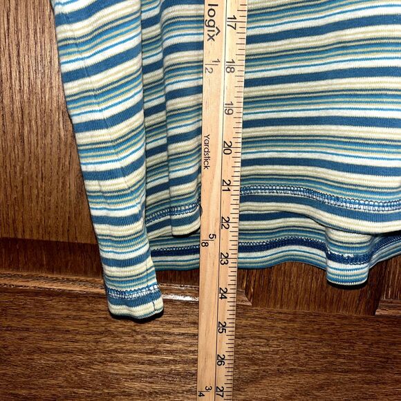 y2k polo shirt blue green 2000s school girl coastal bright academia cotton XL - Picture 4 of 5